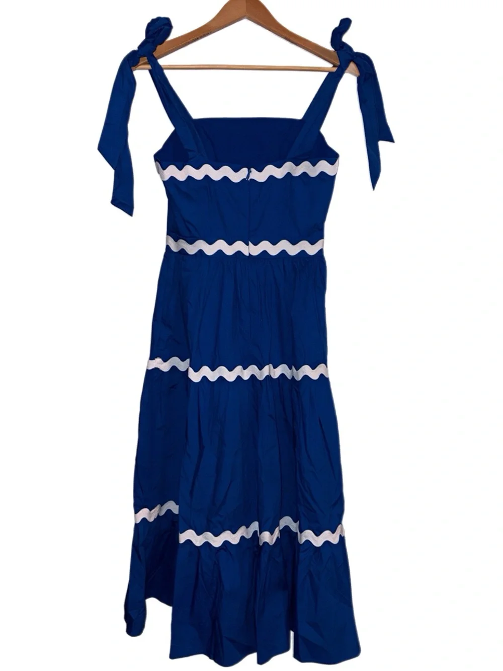 Sugarlips Edith Tiered Midi Dress MEDIUM Blue/White NEW WITH TAGS - Picture 8 of 10